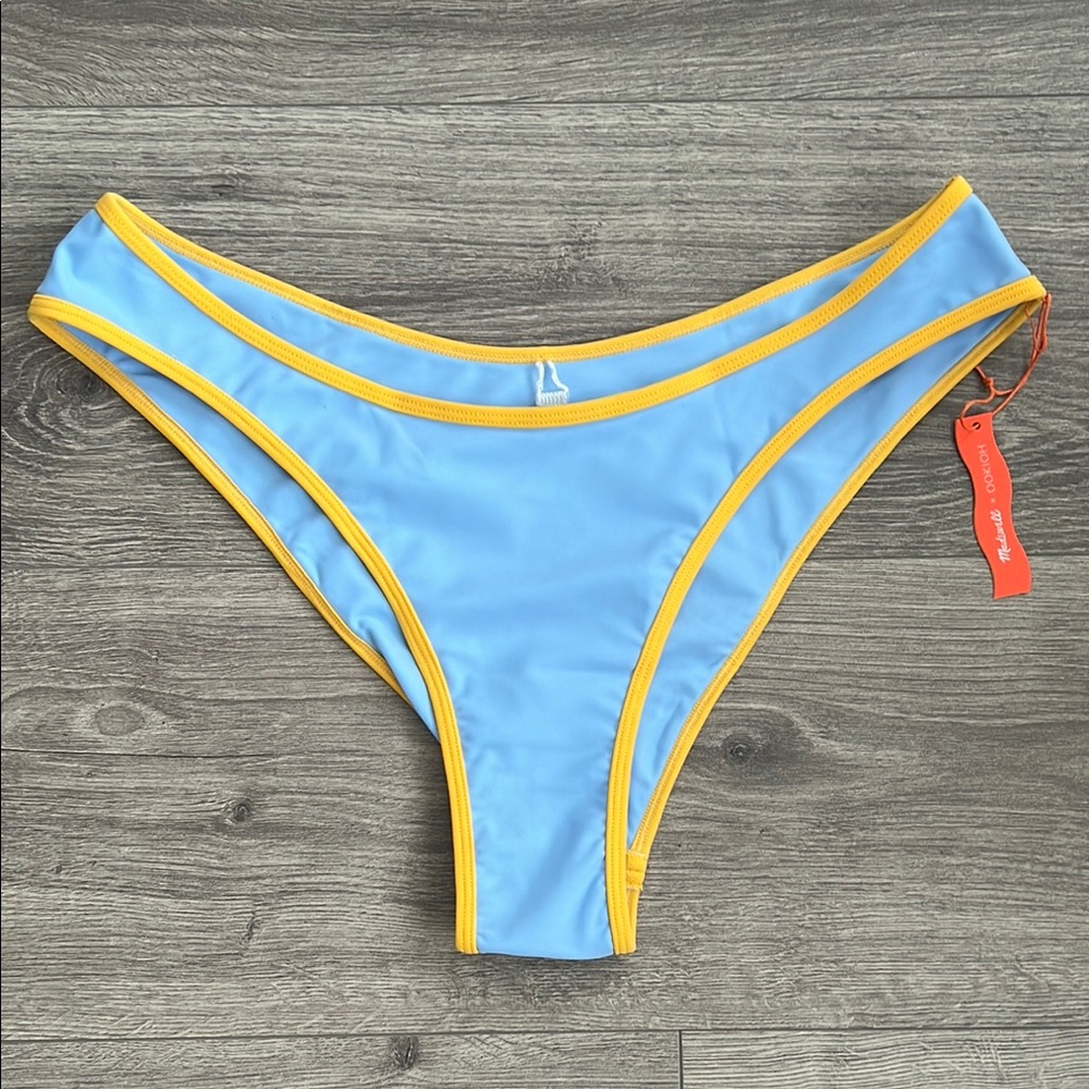 MADEWELL x OOKIOH Casablanca Bikini Bottom XL Colorblock Blue Cheeky Cut NWT